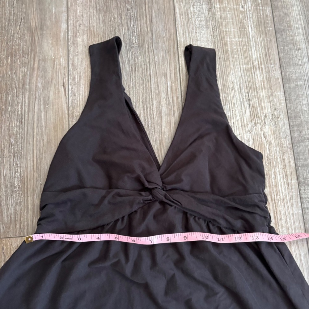 Patagonia Kamala Dress Medium Black Organic Cotton Tencel V-Neck  Gorpcore‎ - Picture 5 of 6